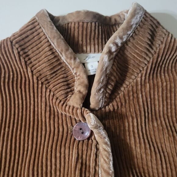 J.Jill Brown Velvet Trim Corduroy Long Blazer Jacket - Picture 8 of 15